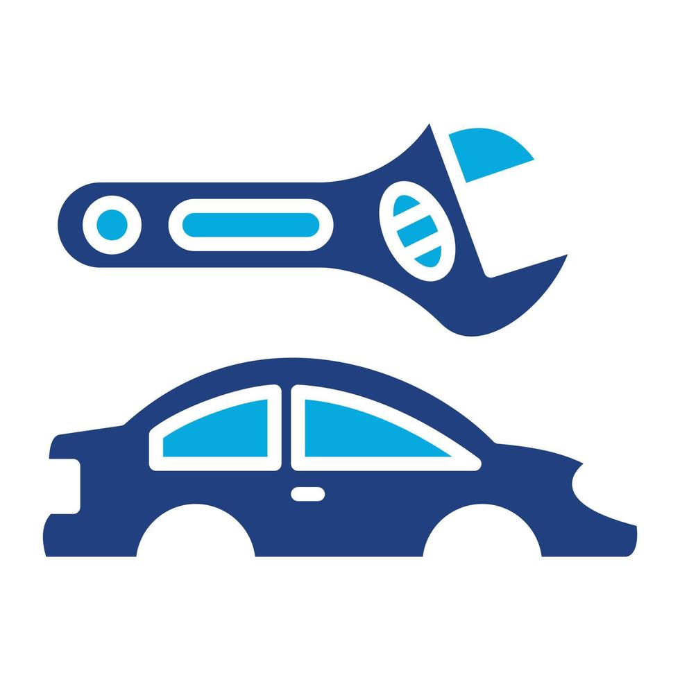 icône de deux couleurs de glyphe de réparation de carrosserie de voiture vecteur