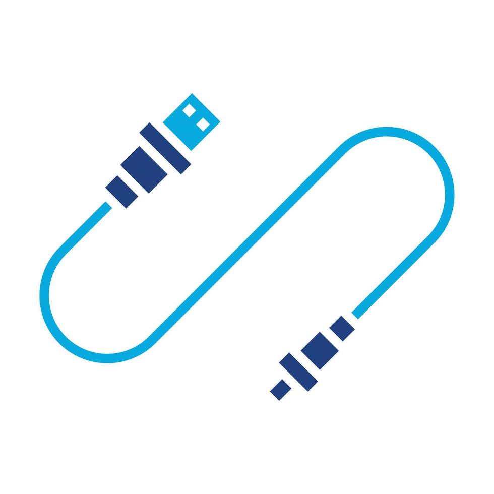 icône de deux couleurs de glyphe de câble usb vecteur