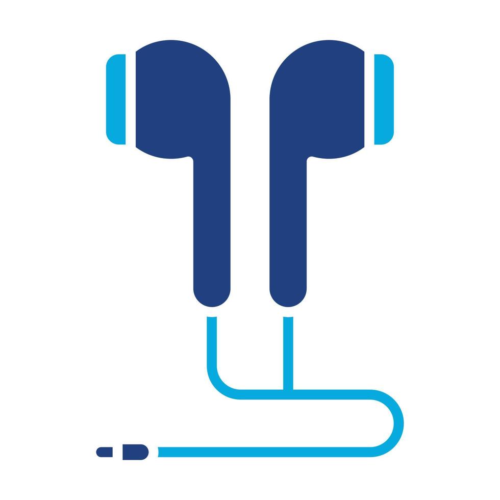 icône de deux couleurs de glyphe d'écouteurs vecteur