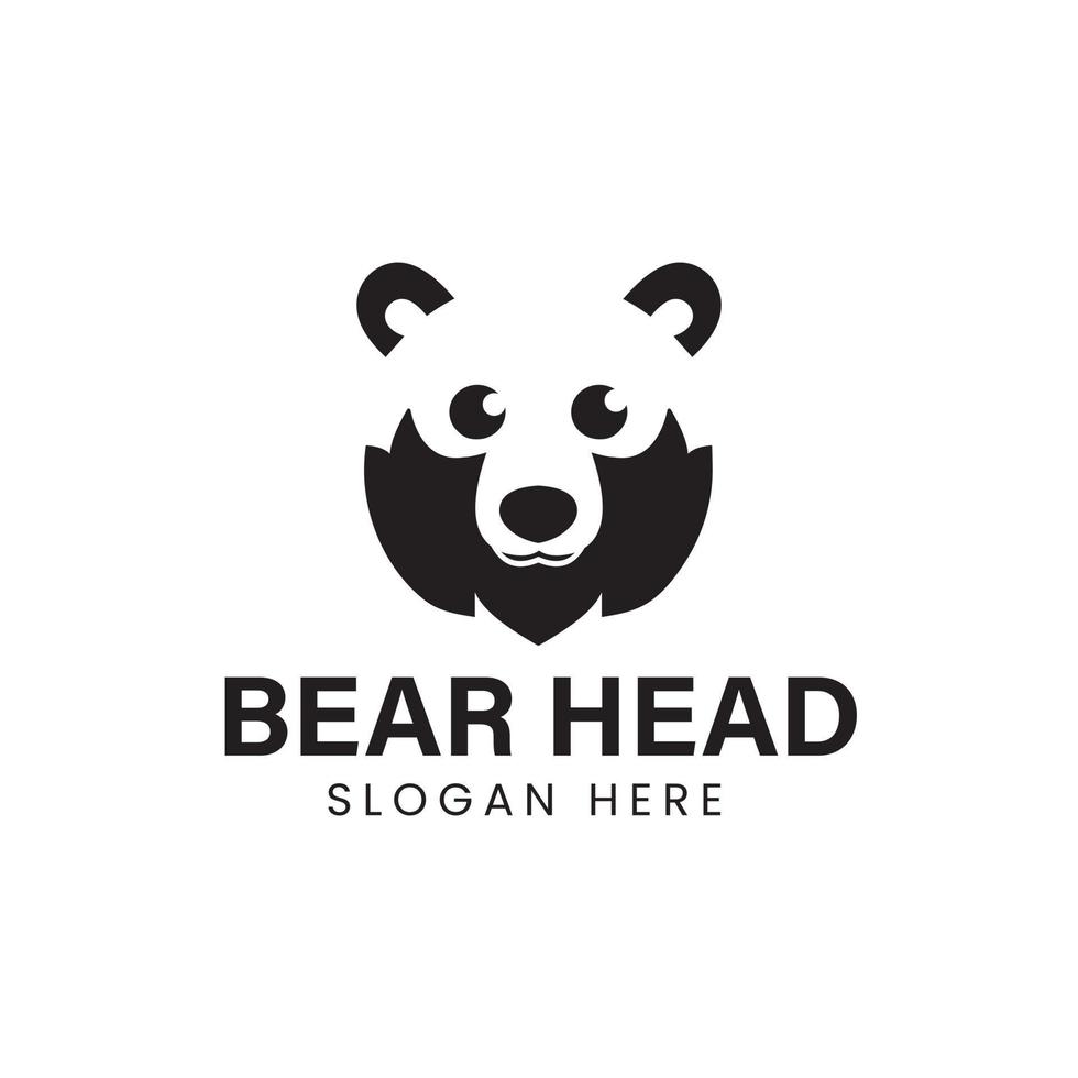 concept de conception de logo de tête d'ours noir mignon. porter la tête pour les affaires. icône tête d'ours. design moderne, illustration vectorielle. logos plats. tête d'ours. vecteur