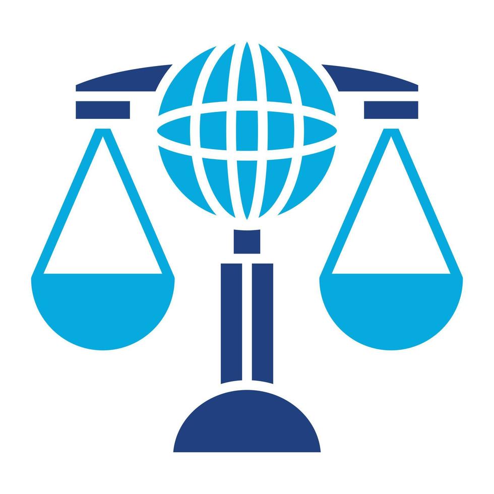icône de deux couleurs de glyphe de droit international vecteur