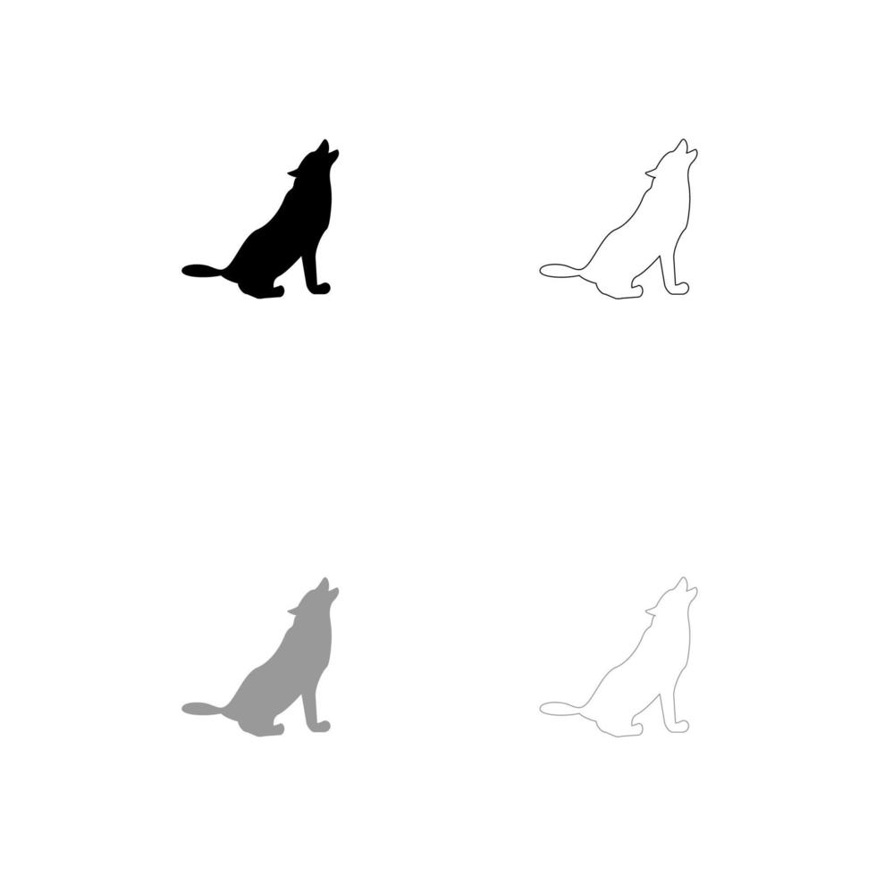 silhouette de l'icône de jeu noir et gris de loup. vecteur