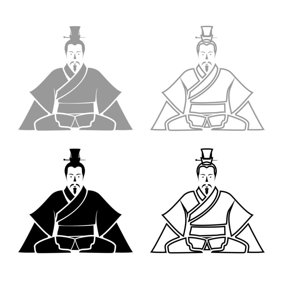empereur de chine iconet illustration couleur gris noir vecteur