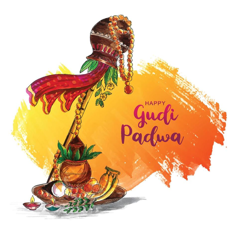 joyeux gudi padwa célébration nouvel an carte festival fond vecteur