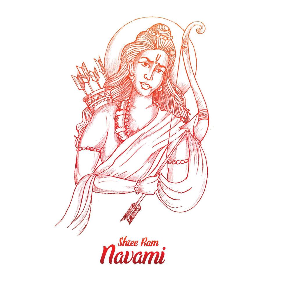 shri ram navami avec conception de kard de croquis de flèche d'arc vecteur