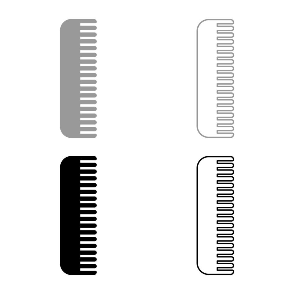 peigne ensemble icône gris noir couleur illustration vectorielle image solide remplissage contour ligne de contour mince style plat vecteur