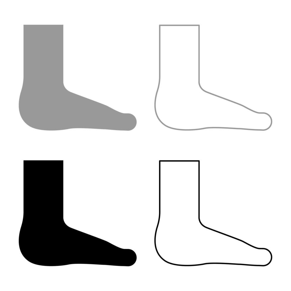 soins des pieds concept humain cheville semelle nu ensemble icône gris noir couleur vecteur illustration image solide remplir contour ligne mince plat style