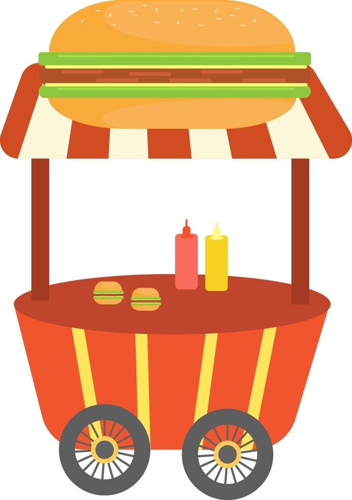 Chariot burger en bordure de route, illustration, vecteur sur fond blanc.