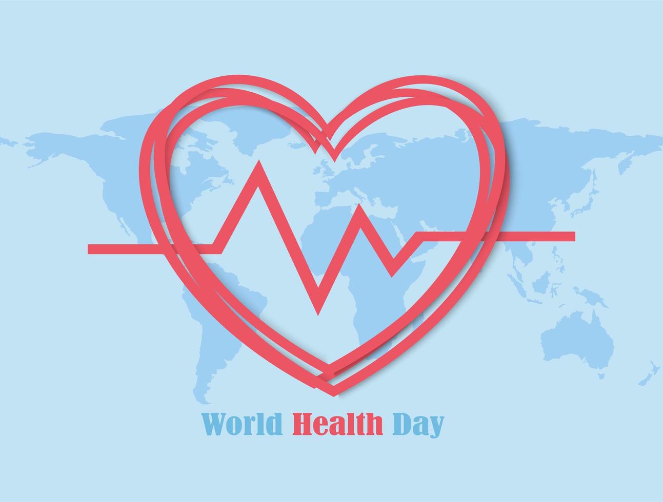 cadre coeur de la journée mondiale de la santé avec carte vecteur