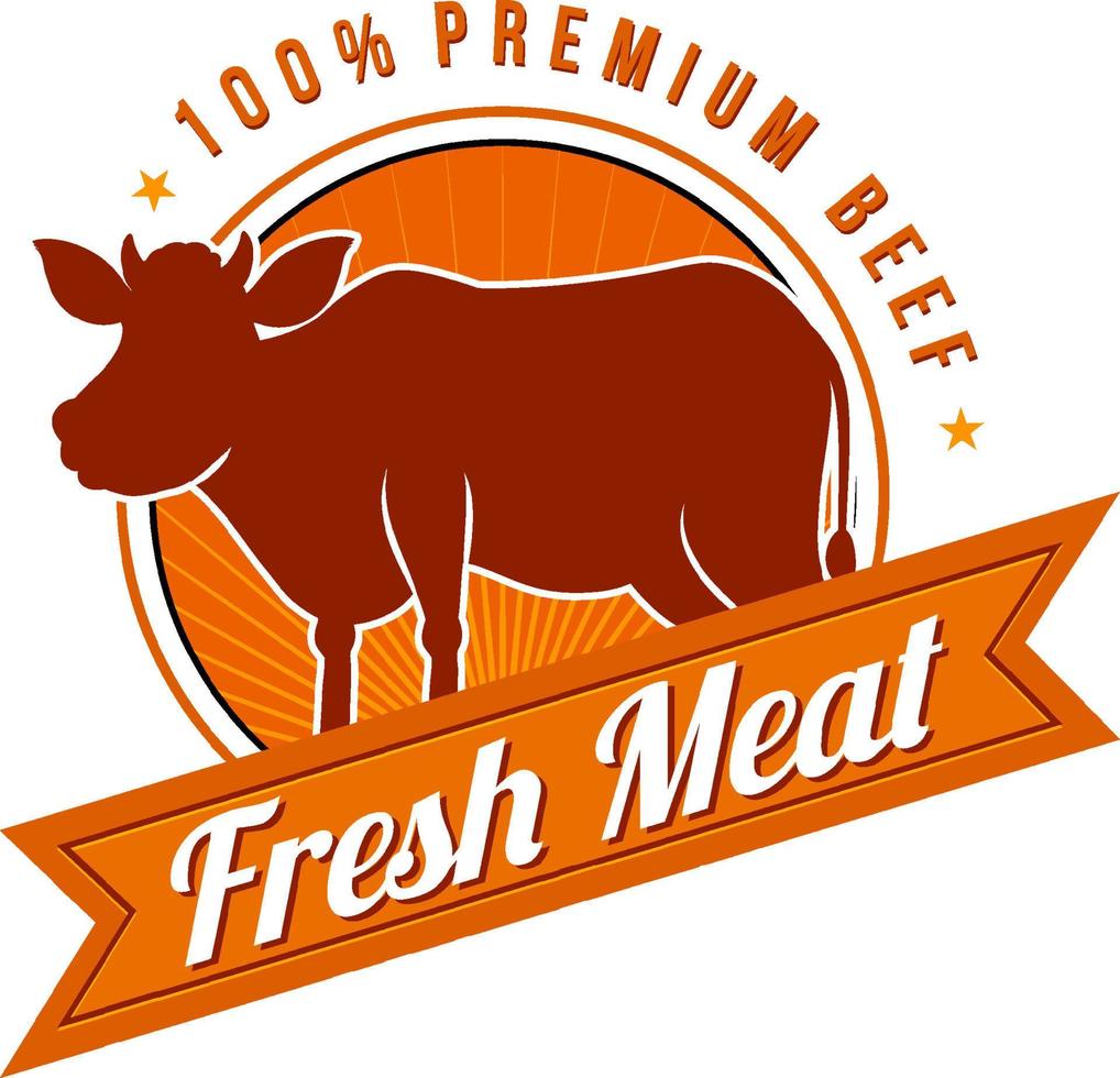 logo de boeuf premium de viande fraîche vecteur