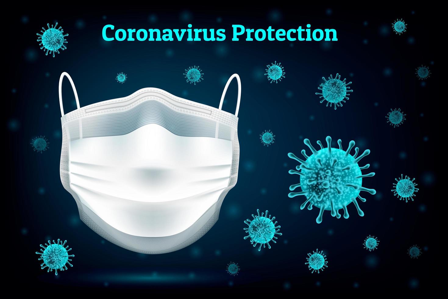 protection contre les coronavirus avec masque de vue avant vecteur