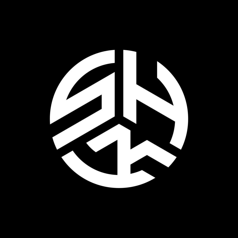 création de logo de lettre shk sur fond noir. concept de logo de lettre initiales créatives shk. conception de lettre shk. vecteur