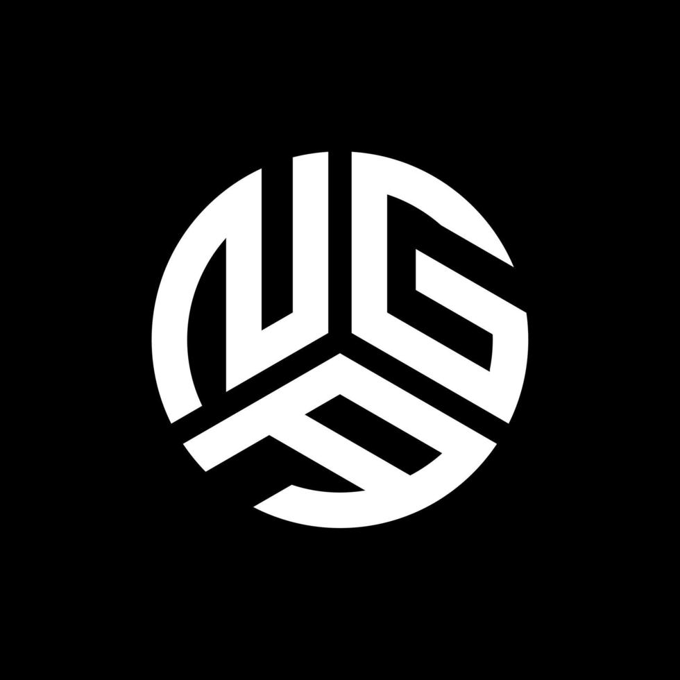création de logo de lettre printnga sur fond noir. concept de logo de lettre initiales créatives nga. conception de lettre nga. vecteur