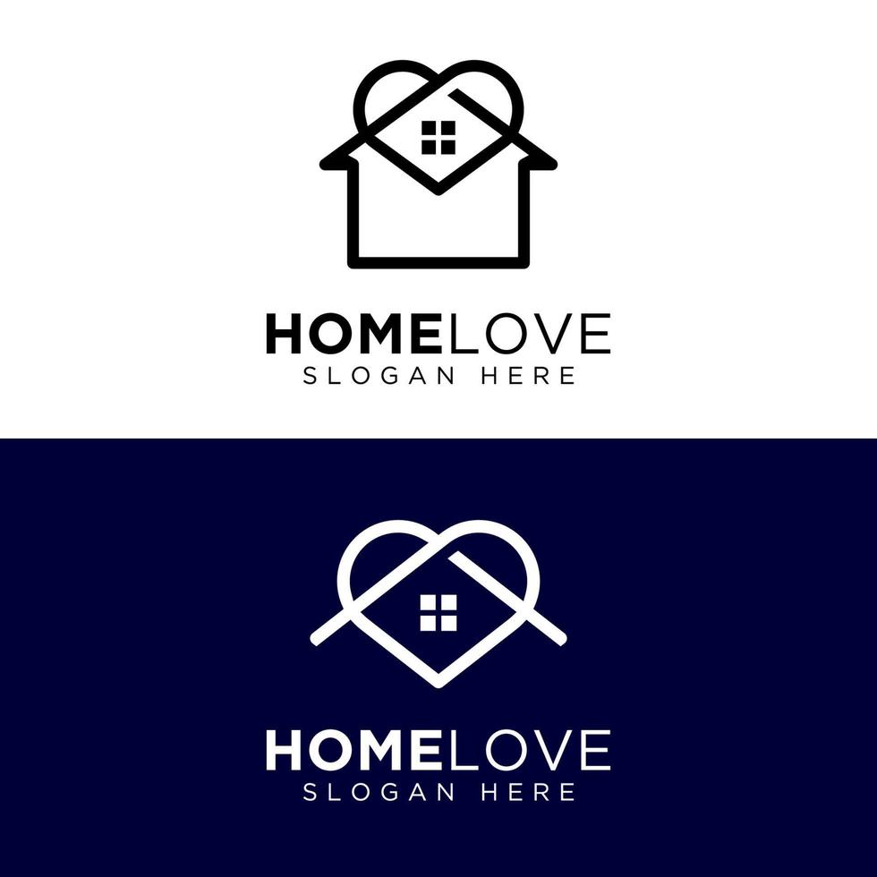 modèle de conceptions de logo love home. maison combinée avec le symbole de conception d'icône de coeur vecteur