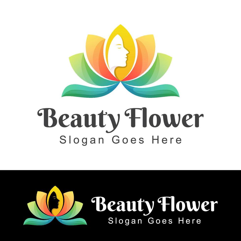 création de logo beauté femme lotus avec fleur pour spa, santé, soins de la peau, salon, produit de beauté vecteur