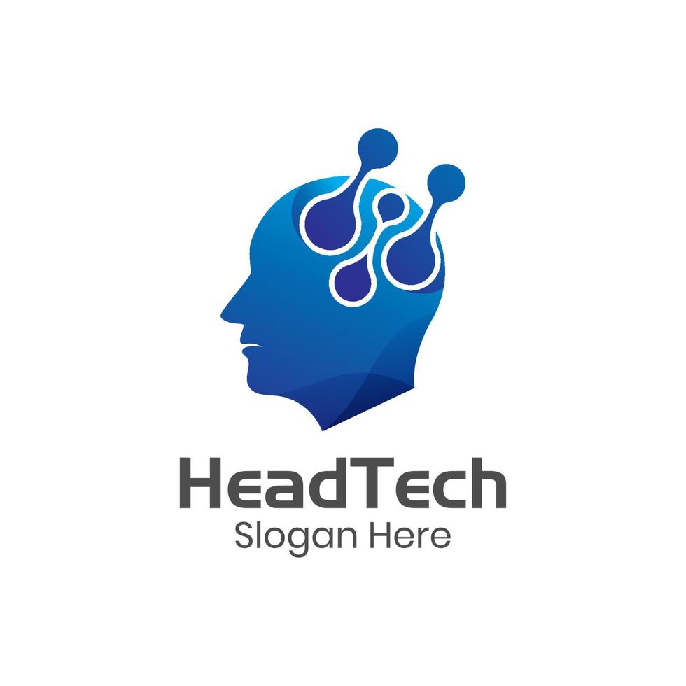 logo de la technologie humaine. logo de cerveau numérique, idée intelligente, programmeur, développeur, symbole de technologie d'entreprise, modèle vectoriel