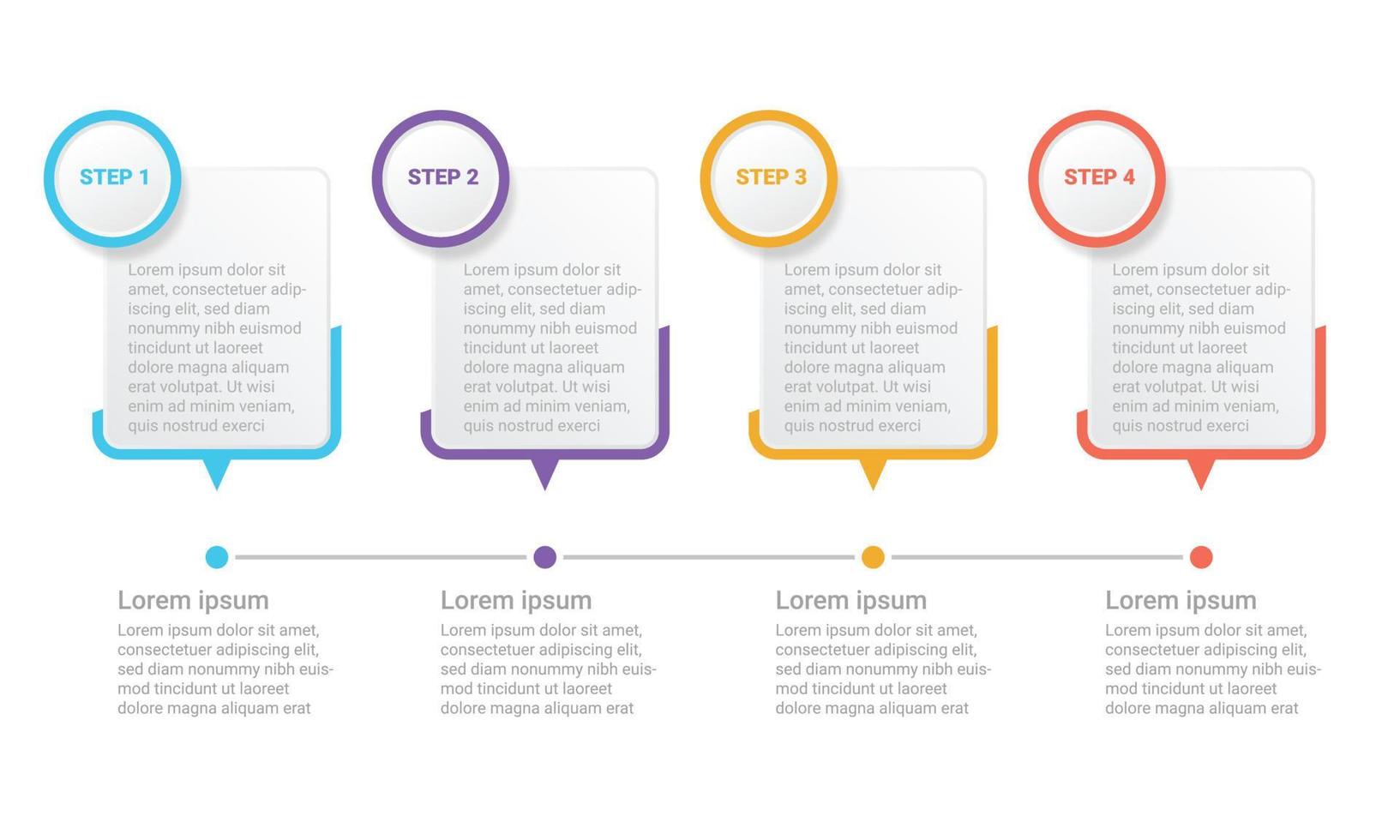 conception de modèle d'infographie minimale avec numéros 4 options ou étapes vecteur