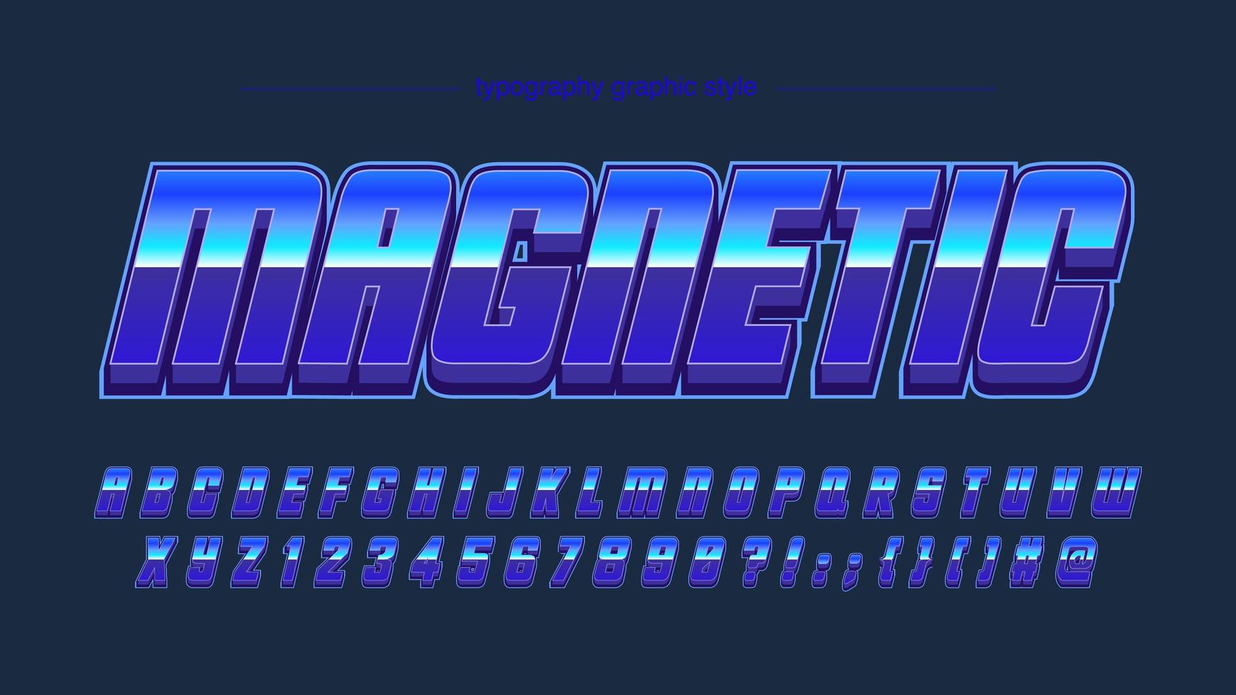 conception de typographie métallique bleu vecteur