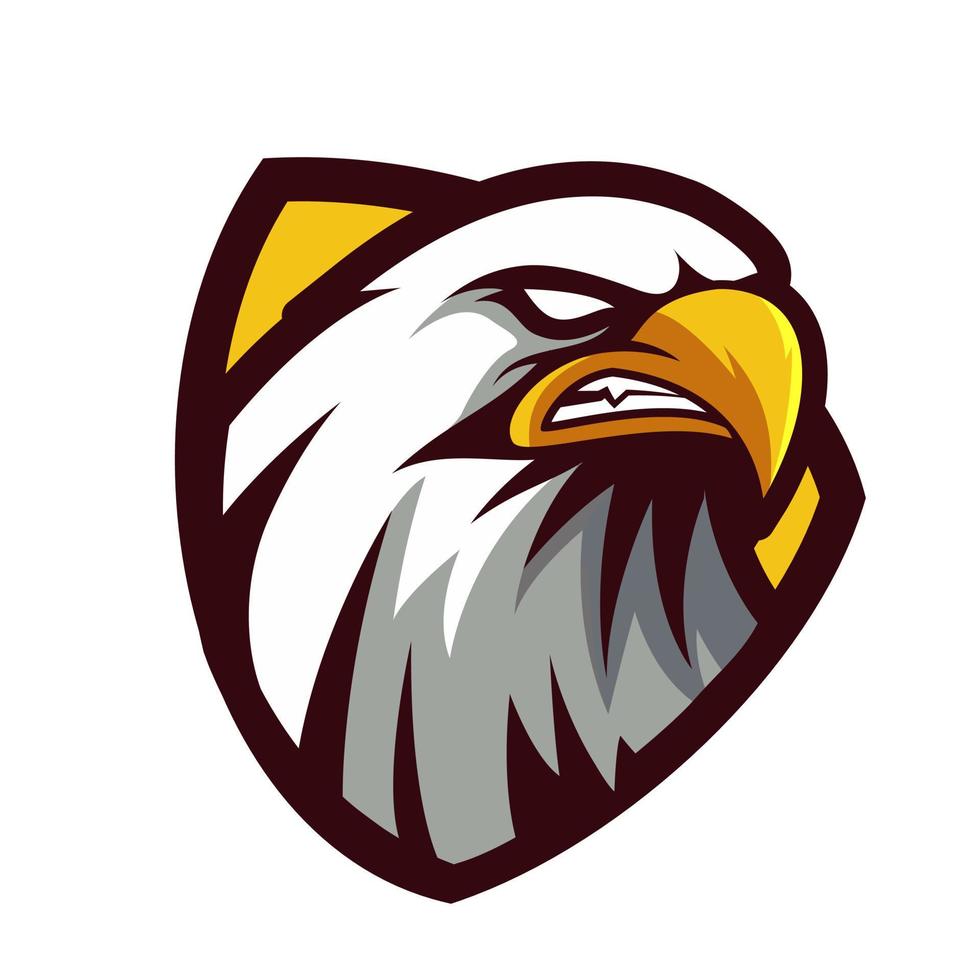 Tête d'aigle mascotte en colère pour les sports et esports logo vector illustration