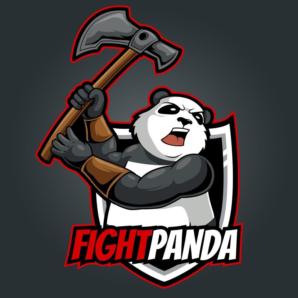 concept d'illustration de logo de mascotte de panda de chasse vecteur