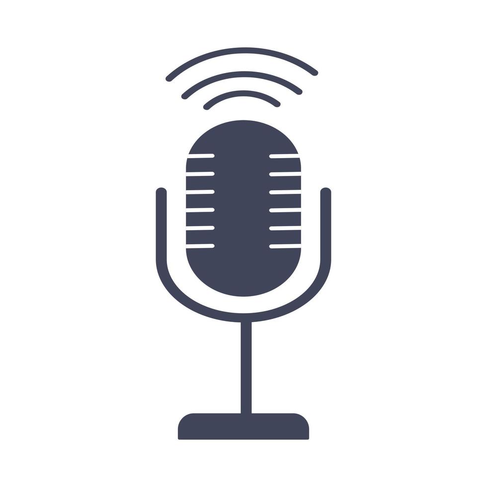 icône de microphone. enregistrement de podcast, musique, symbole vocal. vecteur