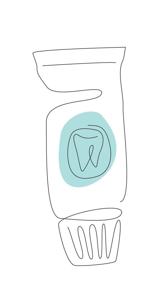 pâtes dentaires une ligne. art de la ligne de soin des tubes de pâtes dentaires. soins dentaires vecteur