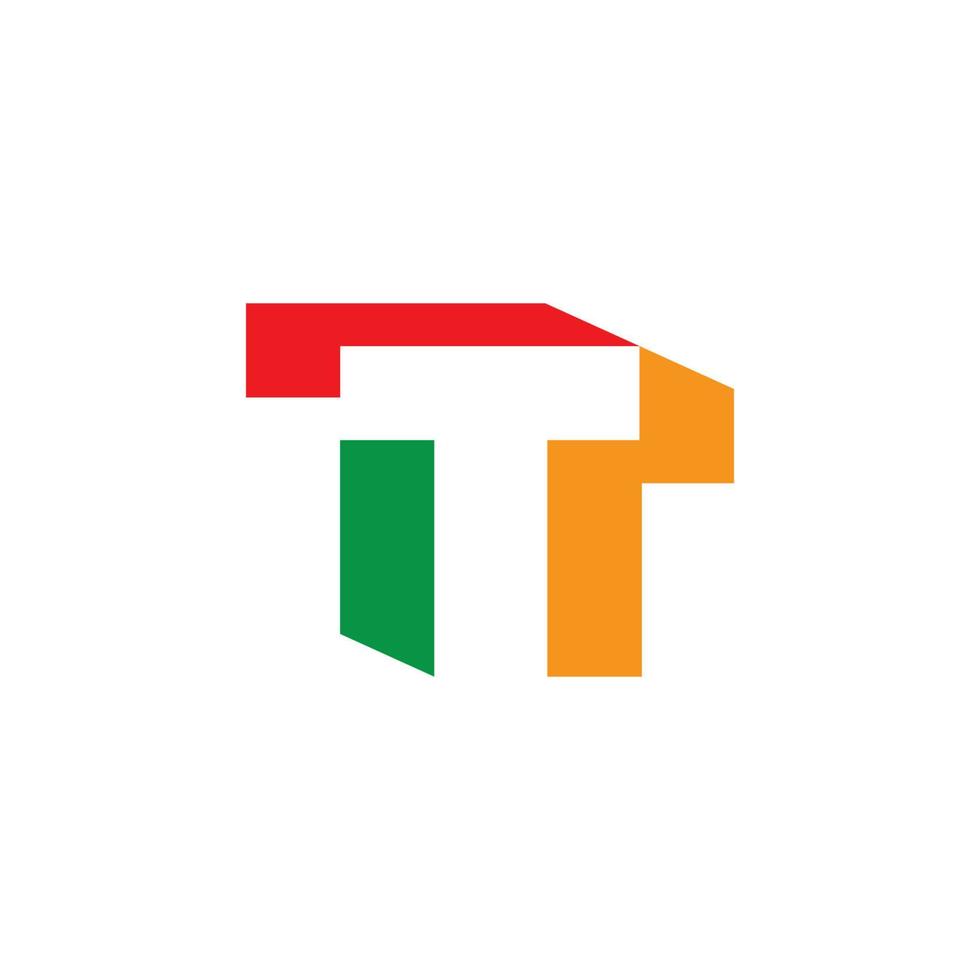 lettre t vecteur logo géométrique coloré