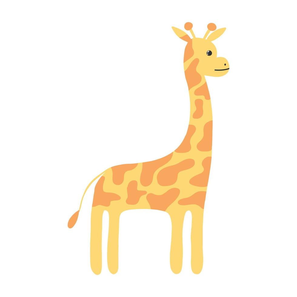 jolie girafe dessinée à la main. illustration pour enfants d'une girafe sur fond blanc. illustration vectorielle. vecteur
