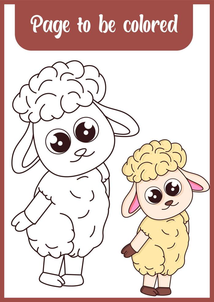 page de coloriage pour enfant. mouton mignon vecteur