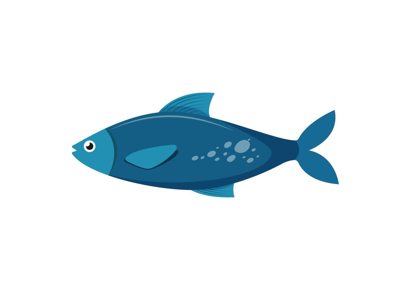 poisson bleu de dessin animé dans un style plat. illustration vectorielle de poisson de mer isolé sur fond blanc vecteur