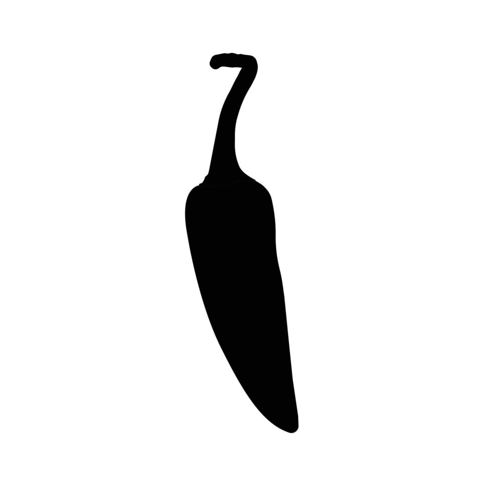 silhouette de piment. Élément de design icône jalapeno noir et blanc sur fond blanc isolé vecteur