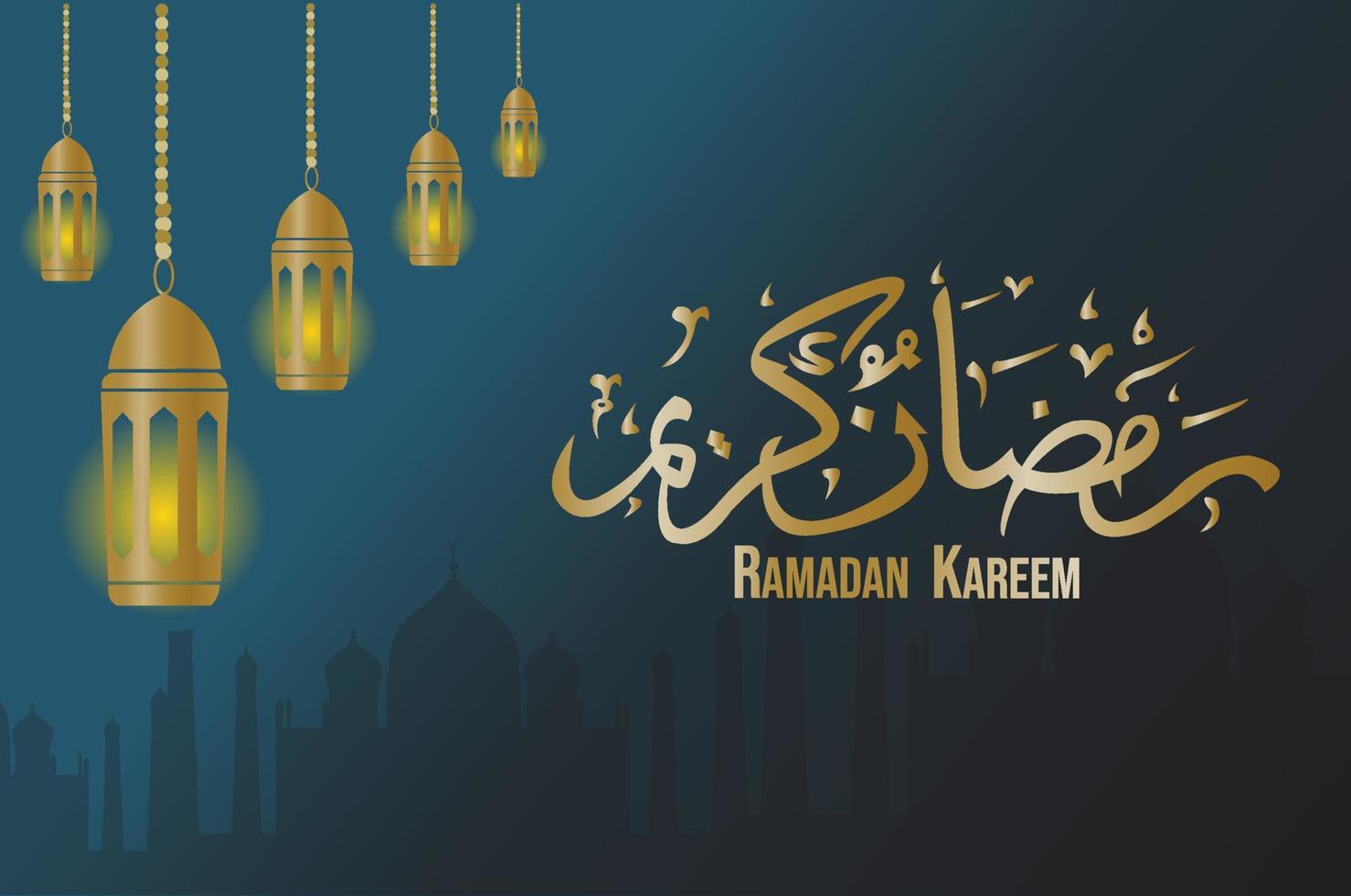 croissant islamique avec mosquée pour ramadan kareem et eid mubarak. motif demi-lune doré, illustration background.vector vecteur