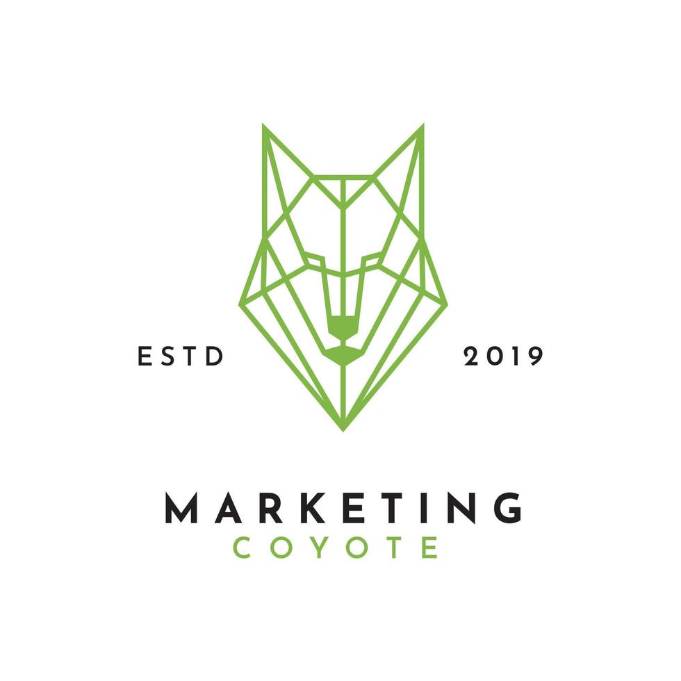 loup coyote marketing dessin au trait logo design vecteur