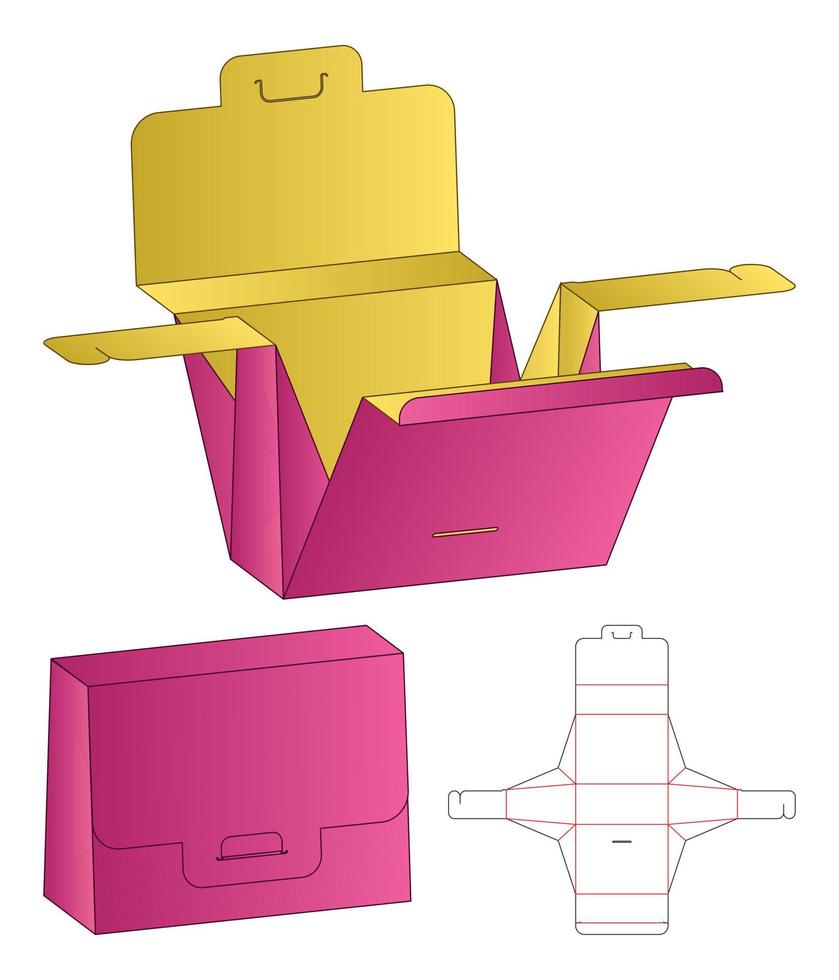 boîte d'emballage conception de modèle découpé. Maquette 3D vecteur