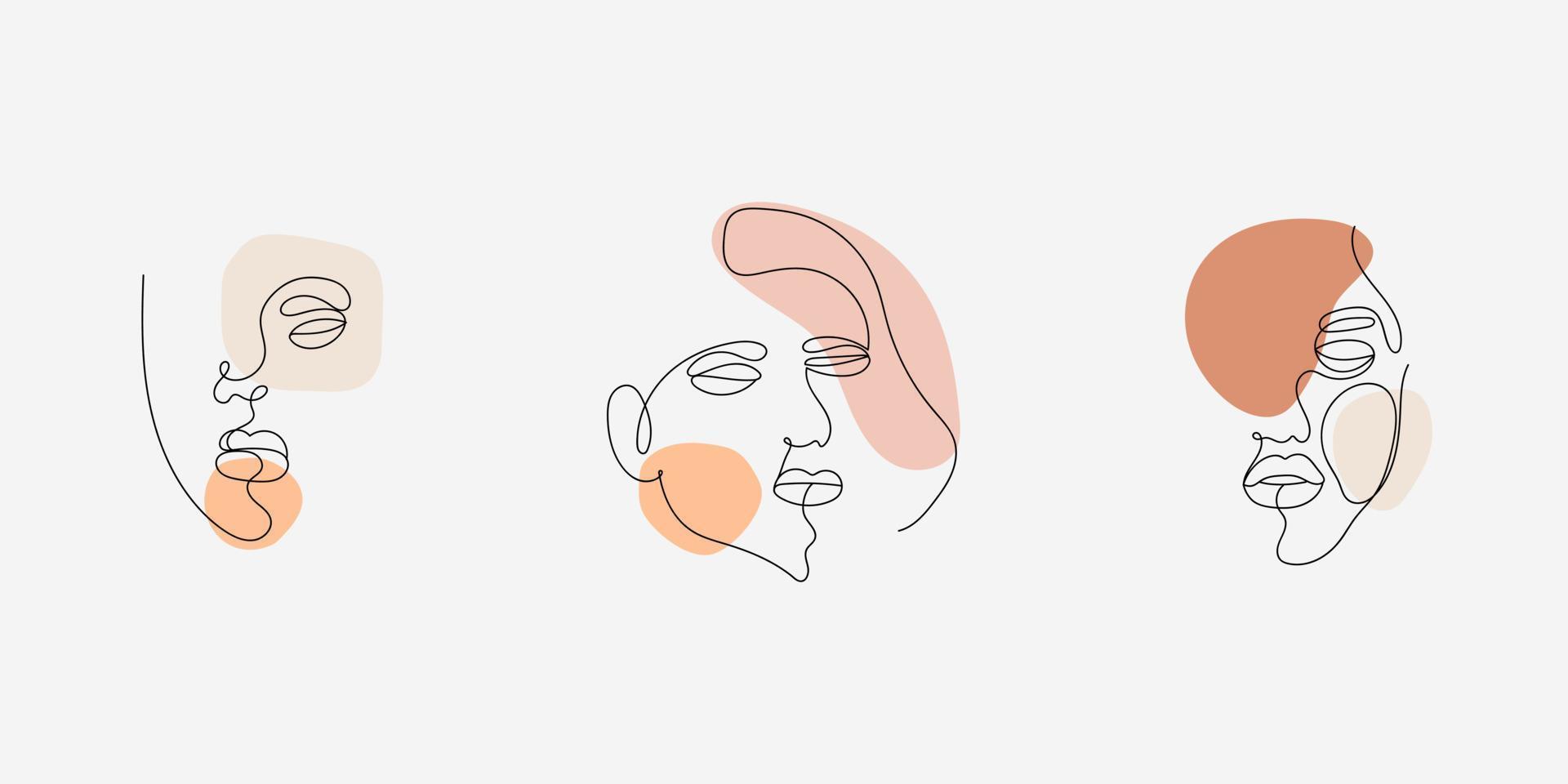 dessin au trait visage féminin. éléments abstraits d'art de ligne de femme. illustration linéaire minimaliste. vecteur