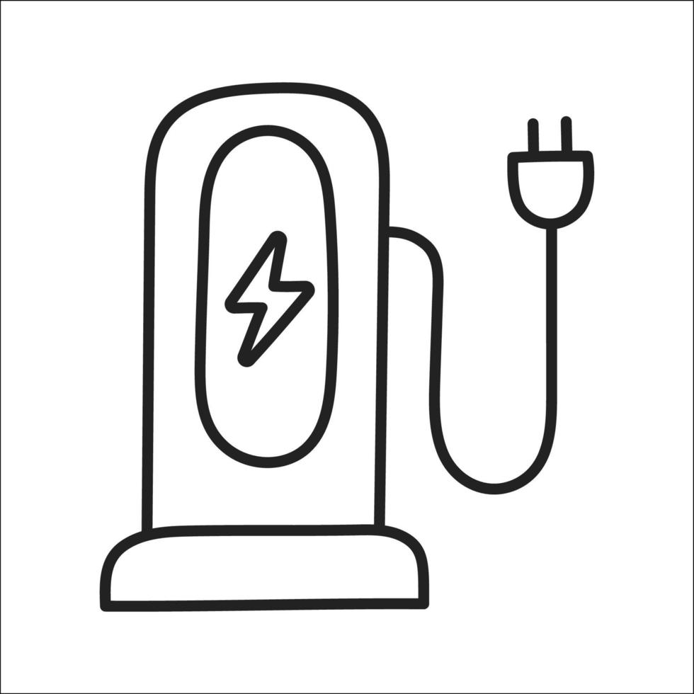 station de charge. icône de doodle ev dessiné à la main. vecteur