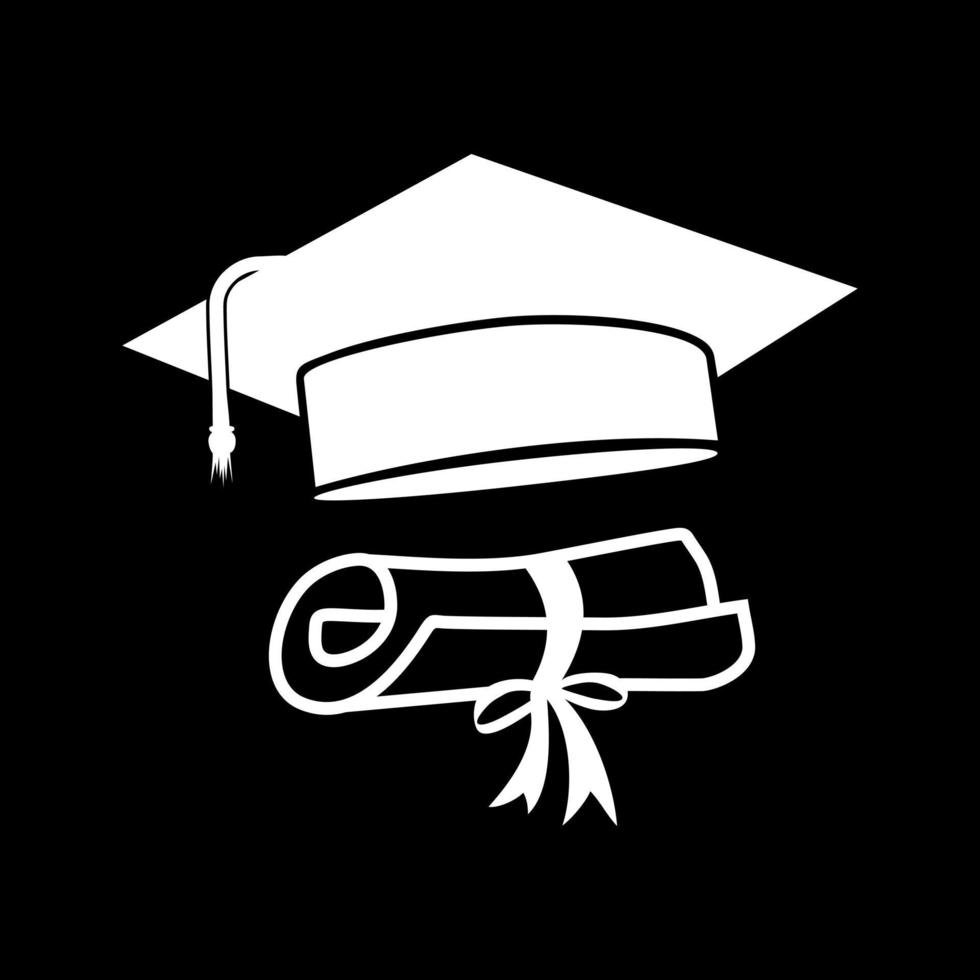 illustration de conception vectorielle de graduation cap. icône de chapeau de graduation isolé sur fond noir. signe simple de chapeau de graduation. vecteur