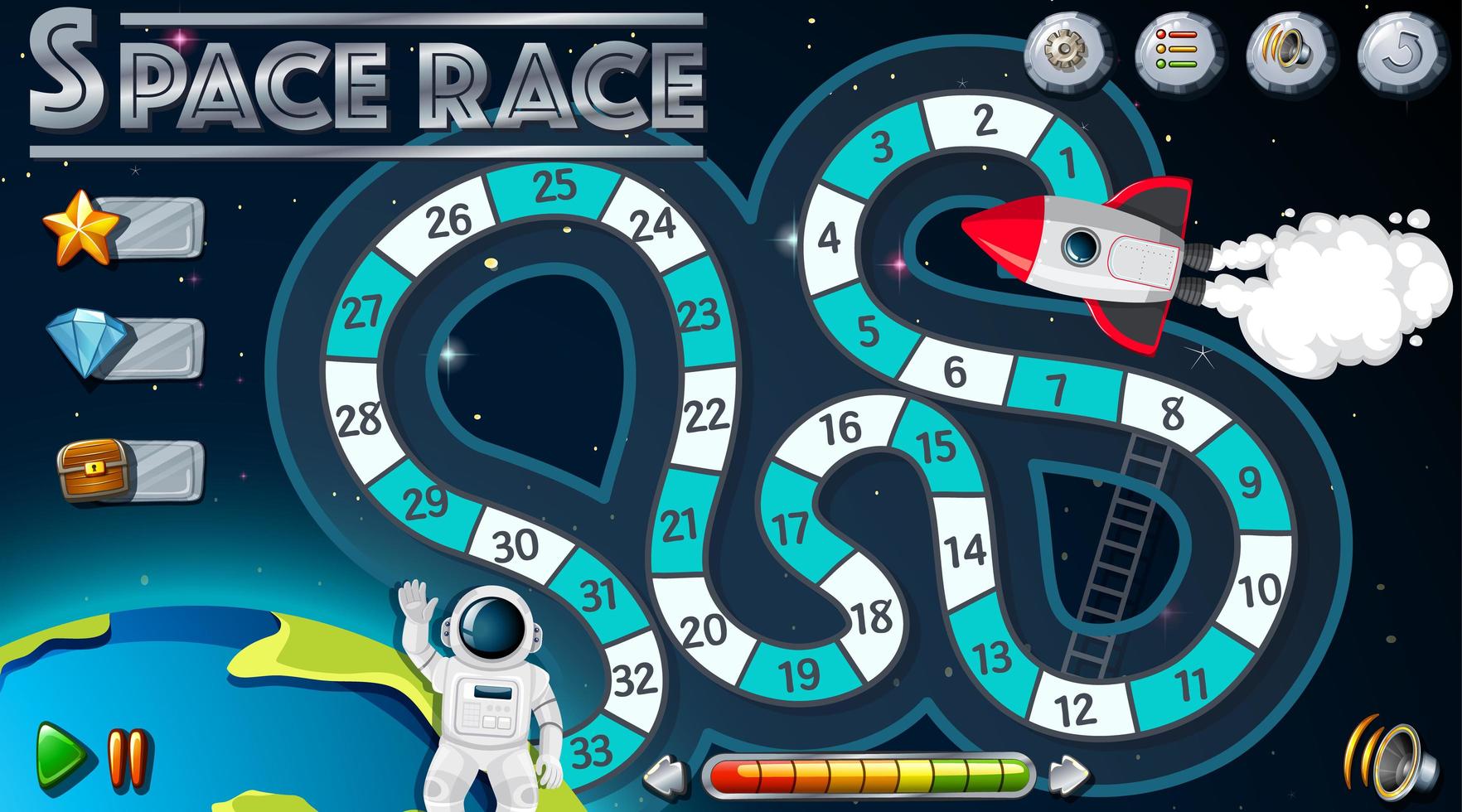 modèle de jeu de plateau de course à l'espace vecteur