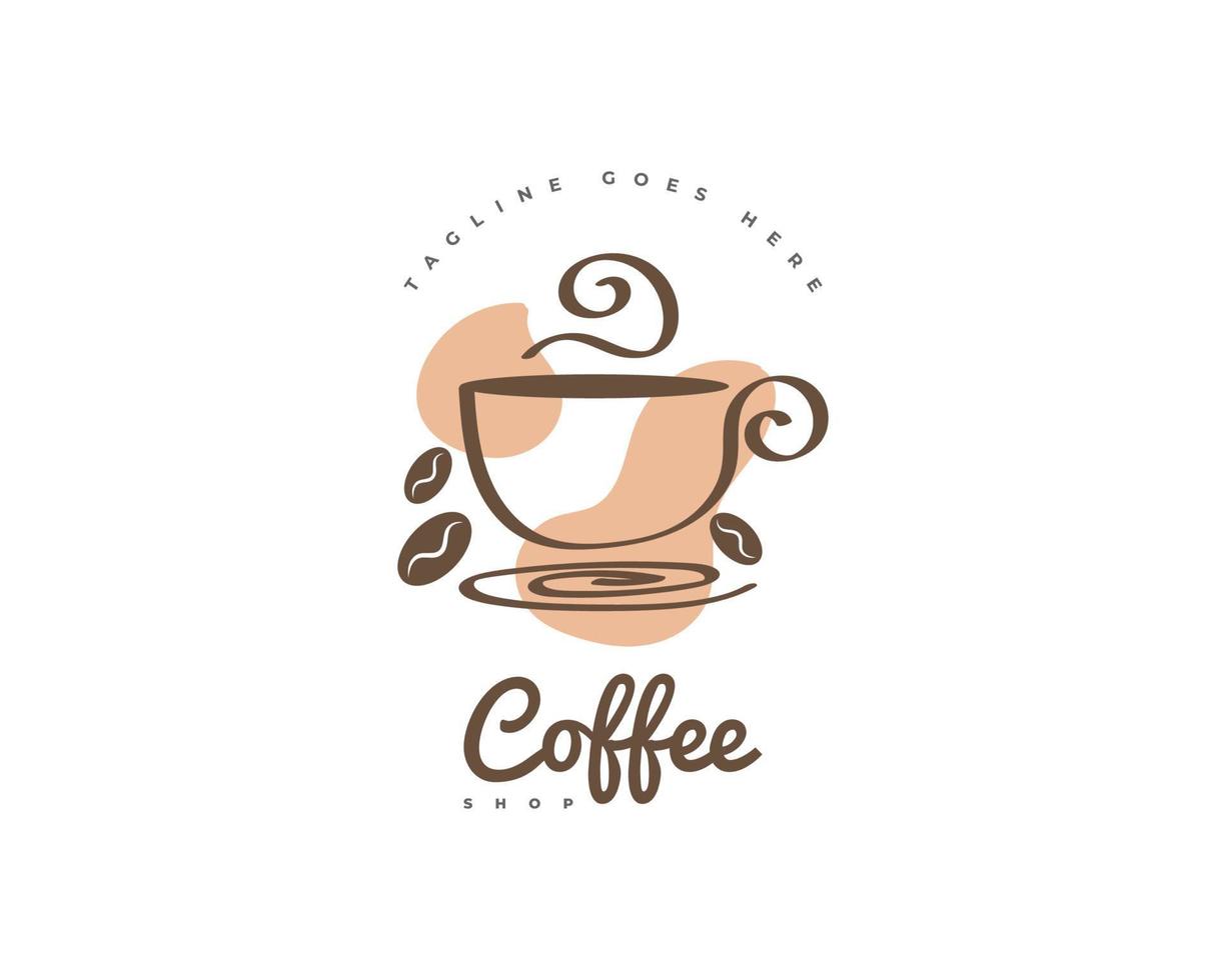 création de logo de café élégant et minimaliste. logo de café ou marque avec style de ligne vecteur