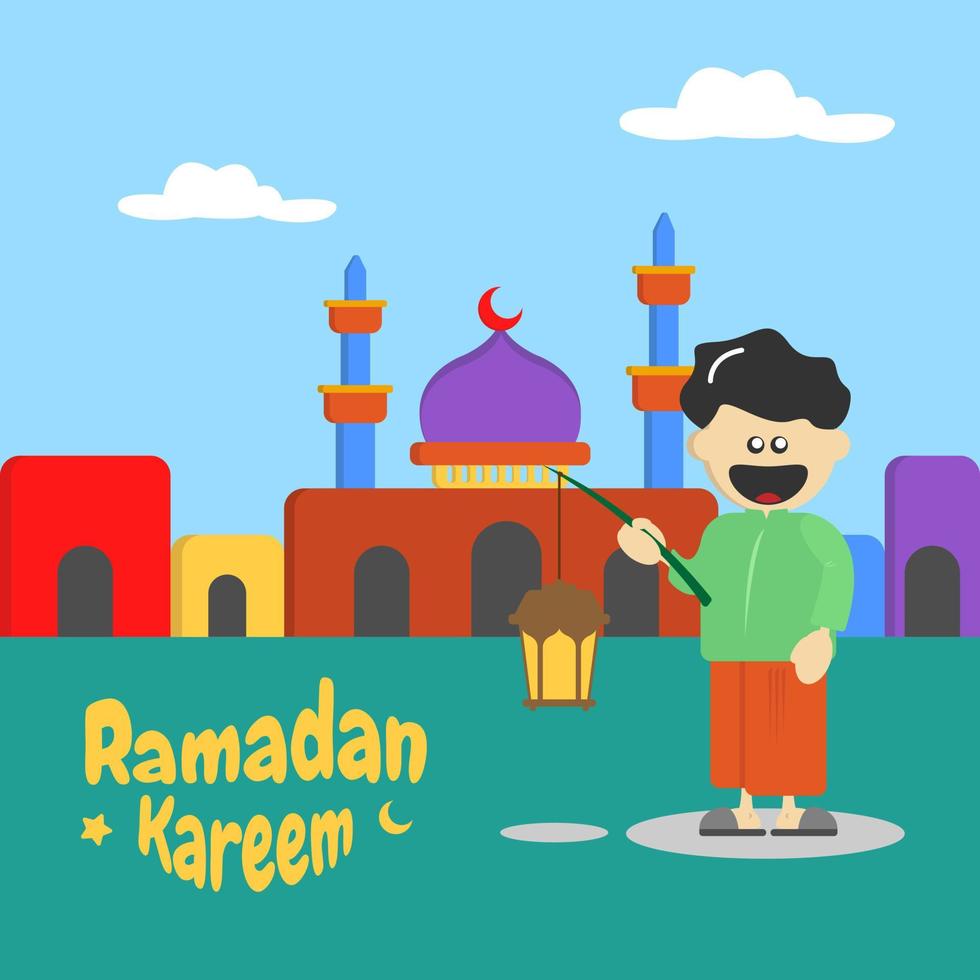 jolie carte de voeux sur le thème du ramadan. adapté aux événements du ramadan pour les enfants vecteur