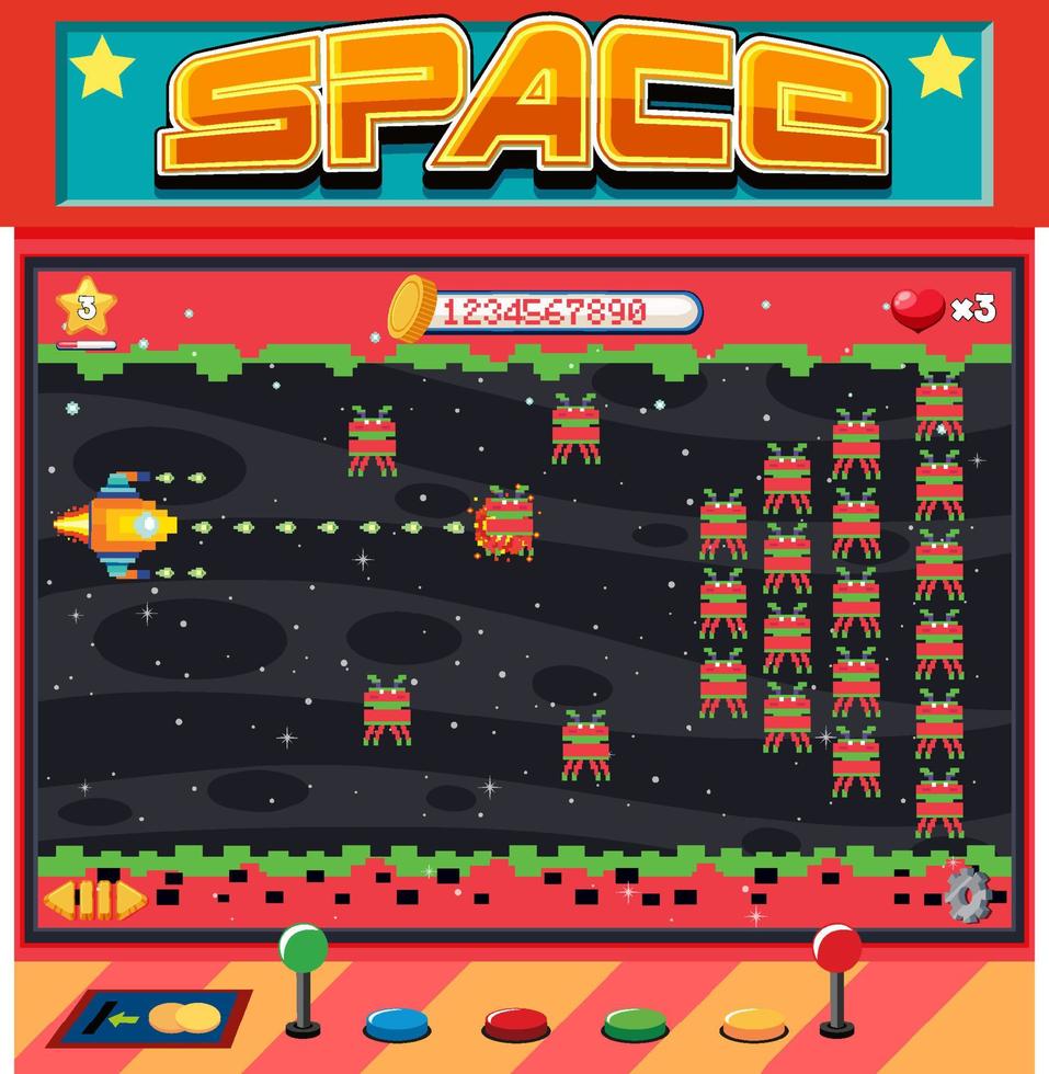 interface de jeu d'espace aarcade pixel vecteur