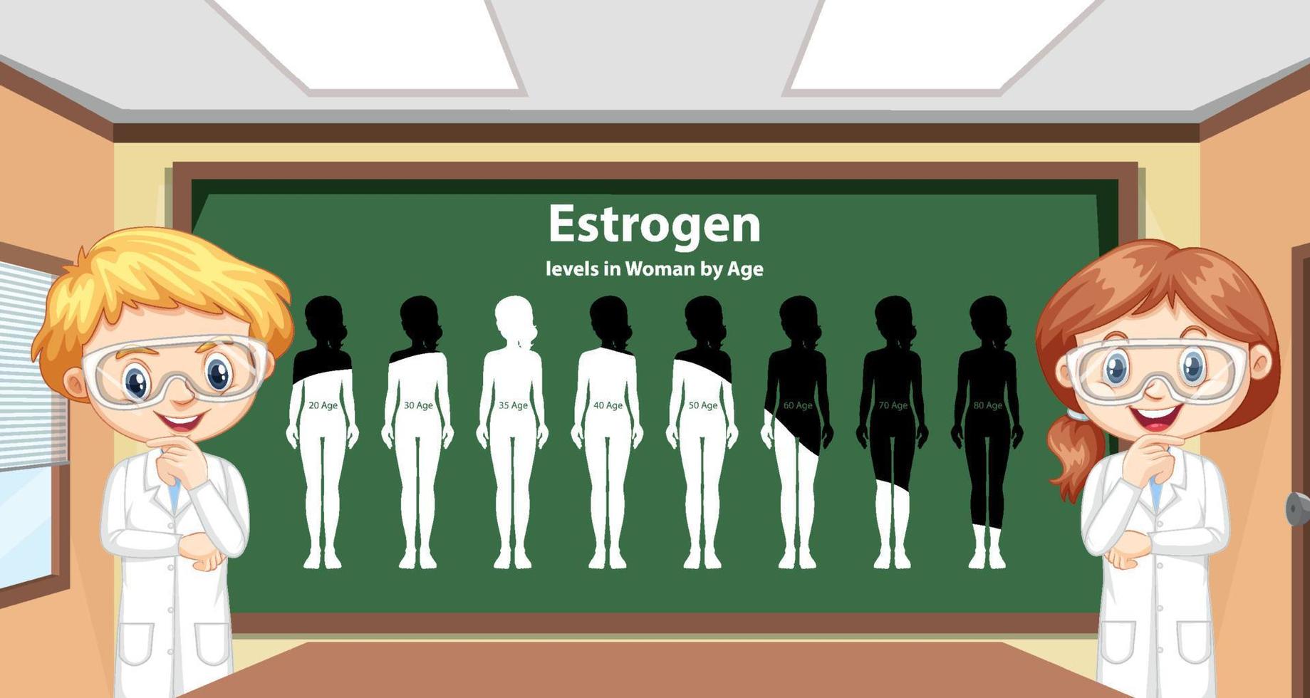 taux d'oestrogène chez les femmes selon l'âge vecteur