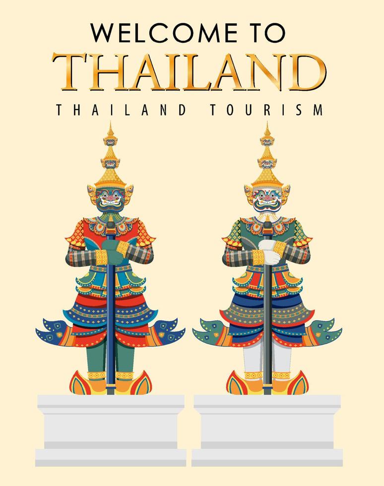 démons géants thaïlande attraction et icône du paysage vecteur