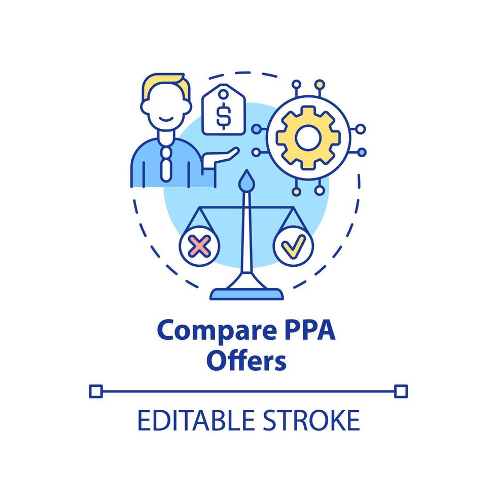 comparer les offres ppa icône concept vecteur