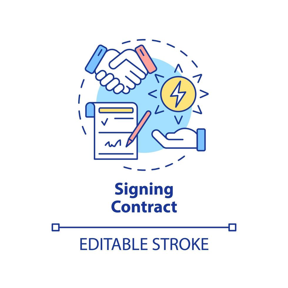 icône de concept de contrat de signature vecteur