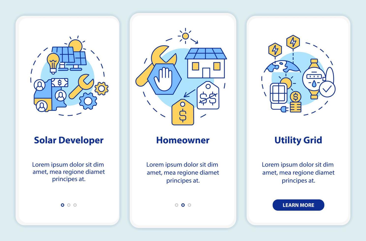 les accords d'achat d'électricité fournissent un écran d'application mobile d'intégration vecteur