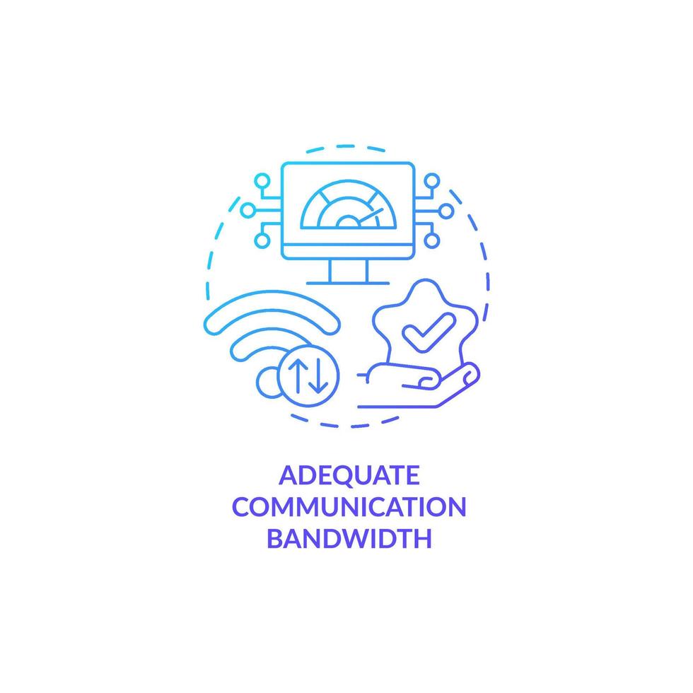 icône de concept de dégradé bleu de bande passante de communication adéquate vecteur