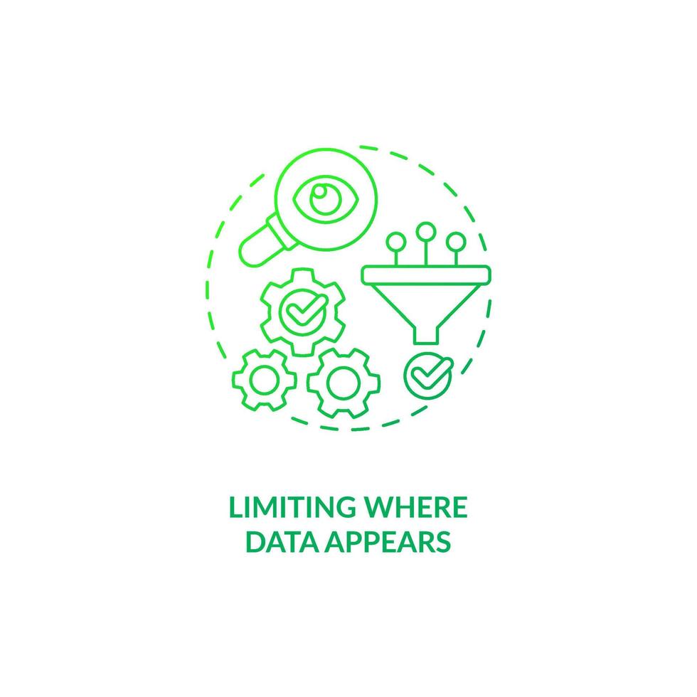limiter l'endroit où les données apparaissent icône de concept de dégradé vert vecteur