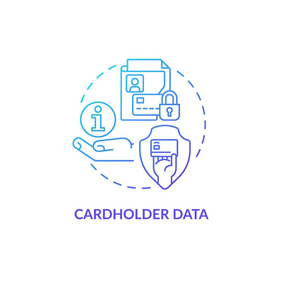 icône de concept de dégradé bleu de données de titulaire de carte vecteur