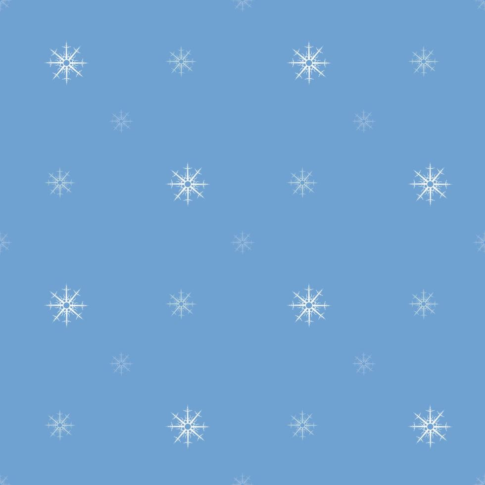 modèle sans couture avec des flocons de neige blancs et bleu clair sur fond bleu. image vectorielle. vecteur